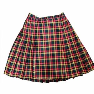 VTG Pendleton Virgin Wool Skirt SZ 14 Red Green Yellow Tartan Plaid Pleat. Rare